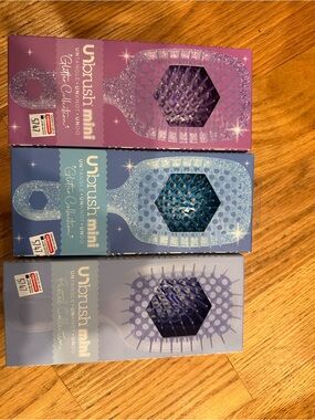 UNbrush mini glitter detangling hair brush - purple & blue bundle